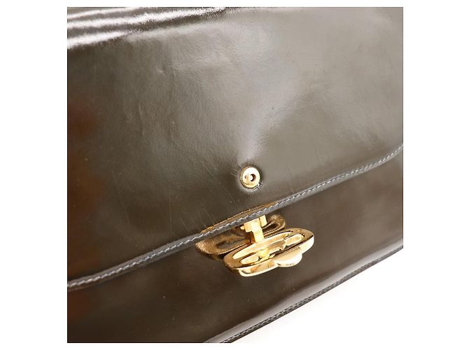 Céline Celine Borsa Triomphe Pelle Vernice Nera Nero - vista 7