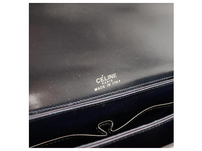 Céline Celine Borsa Triomphe Pelle Vernice Nera Nero - vista 8