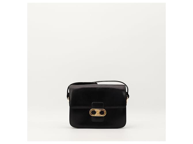 Céline Celine Triomphe Borsa a tracolla pelle nera Nero - vista 2
