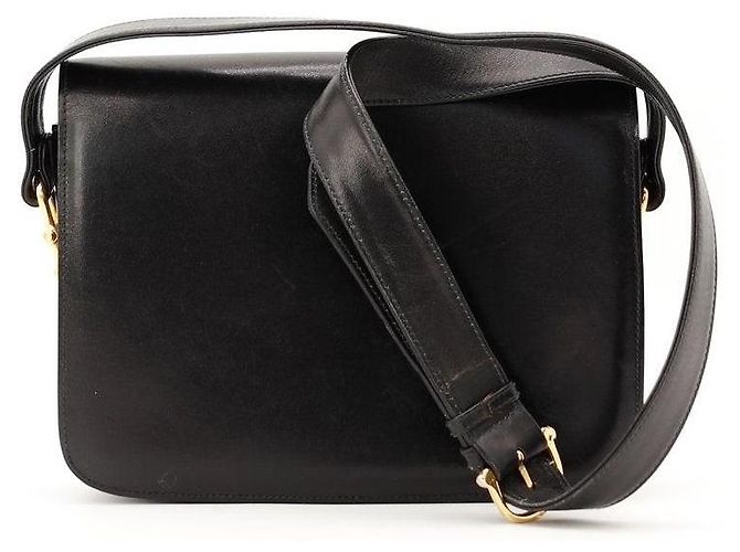 Céline Celine Triomphe Borsa a tracolla pelle nera Nero - vista 3