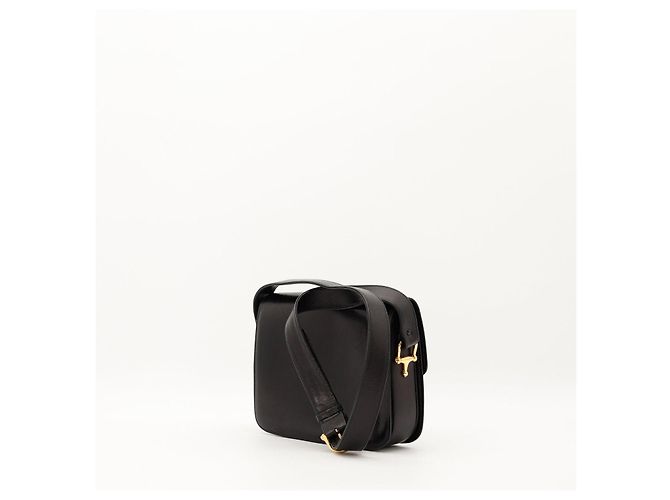 Céline Celine Triomphe Borsa a tracolla pelle nera Nero - vista 4