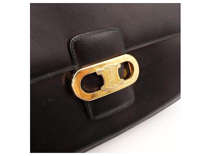 Céline Celine Triomphe Borsa a tracolla pelle nera Nero - vista 6