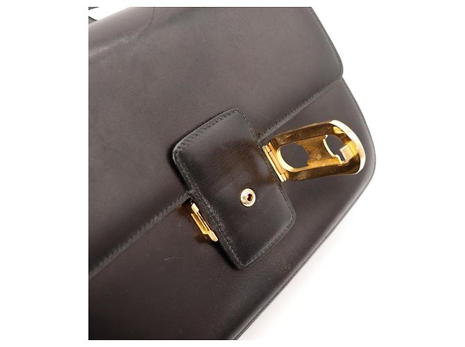 Céline Celine Triomphe Borsa a tracolla pelle nera Nero - vista 7