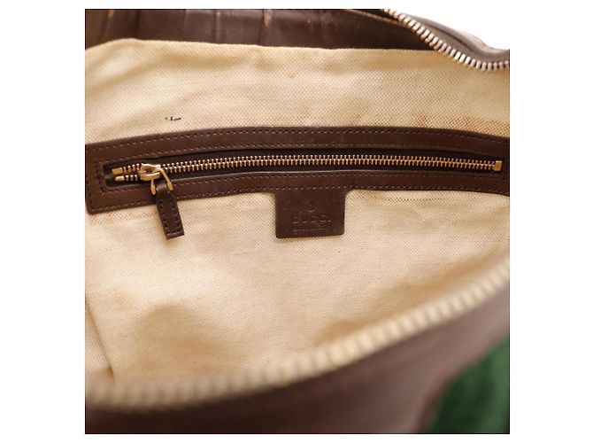 Gucci Borsa Hobo Abbey in tela Monogram Marrone Rosso Beige Verde - vista 10