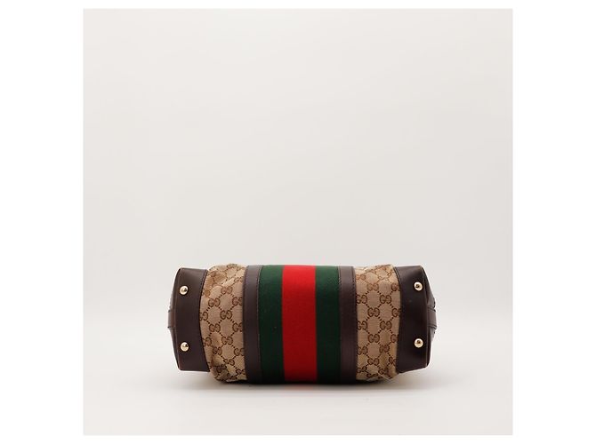 Gucci Borsa Hobo Abbey in tela Monogram Marrone Rosso Beige Verde - vista 5