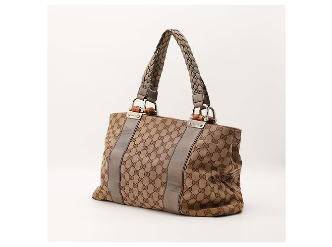 Gucci Bolsa em Canvas Monograma com Alça de Bambu Marrom - vista 4