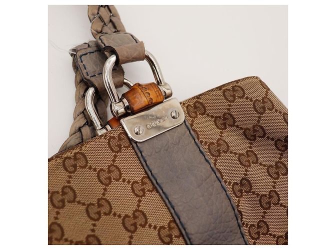 Gucci Bolsa em Canvas Monograma com Alça de Bambu Marrom - vista 6