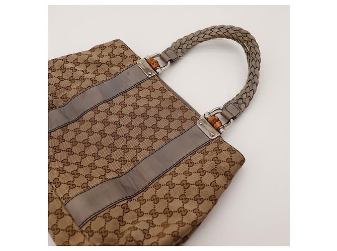 Gucci Bolsa em Canvas Monograma com Alça de Bambu Marrom - vista 8