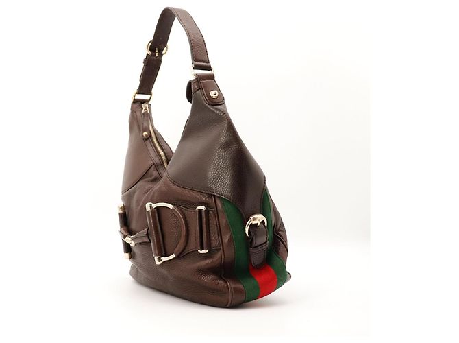 Gucci Borsa Hobo Horsebit Marrone - vista 2
