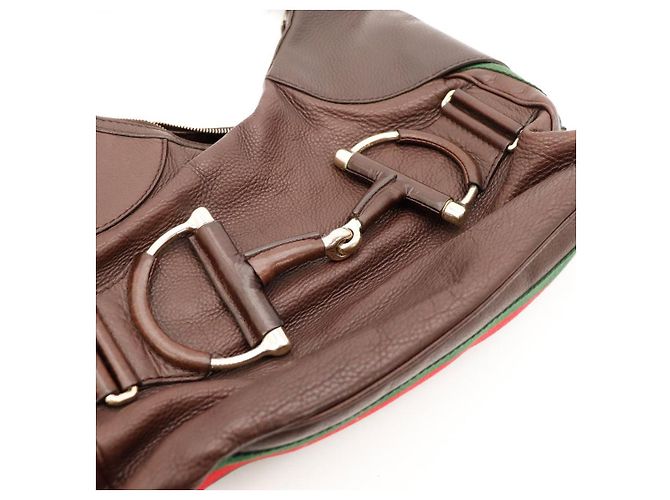 Gucci Borsa Hobo Horsebit Marrone - vista 6