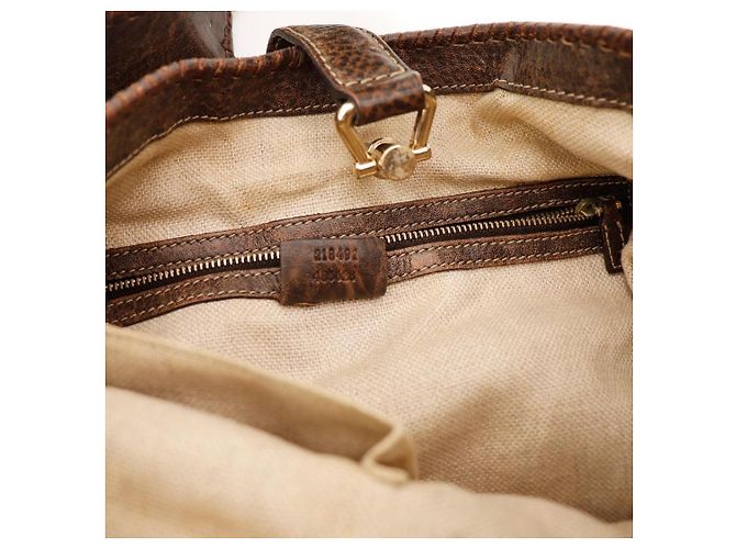 Gucci Borsa Hobo in Tela Monogramma GG e Bambù Marrone - vista 10
