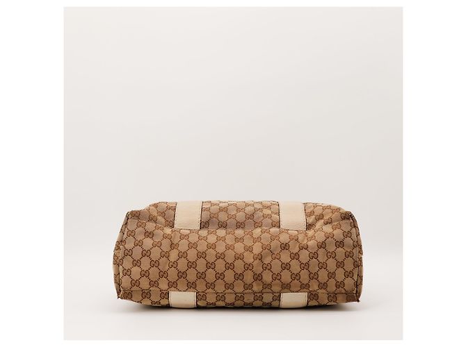 Gucci Monogram Canvas Bamboo Handle Tote Bag Brown Beige - view 6