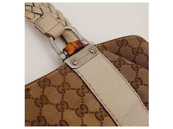 Gucci Monogram Canvas Bamboo Handle Tote Bag Brown Beige - view 7