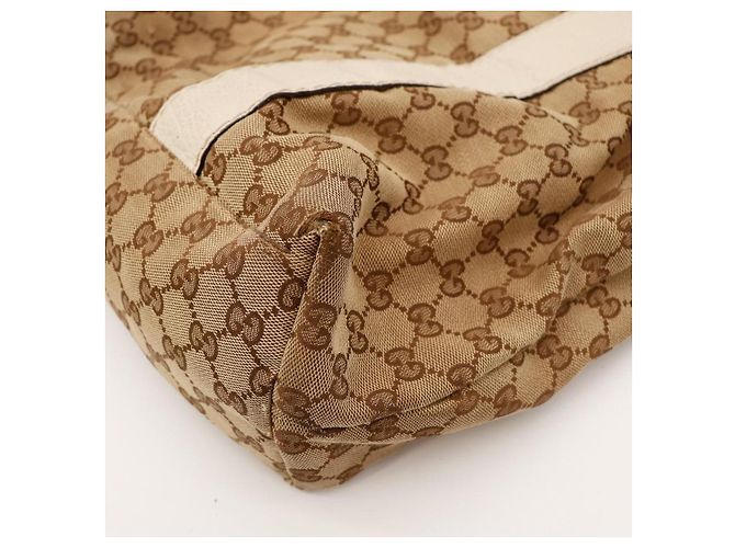Gucci Monogram Canvas Bamboo Handle Tote Bag Brown Beige - view 9