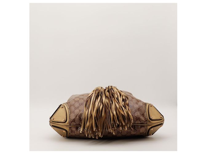 Gucci Borsa Hobo Monogram Bamboo Tassel Marrone D'oro - vista 5