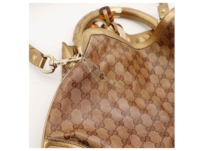 Gucci Borsa Hobo Monogram Bamboo Tassel Marrone D'oro - vista 6