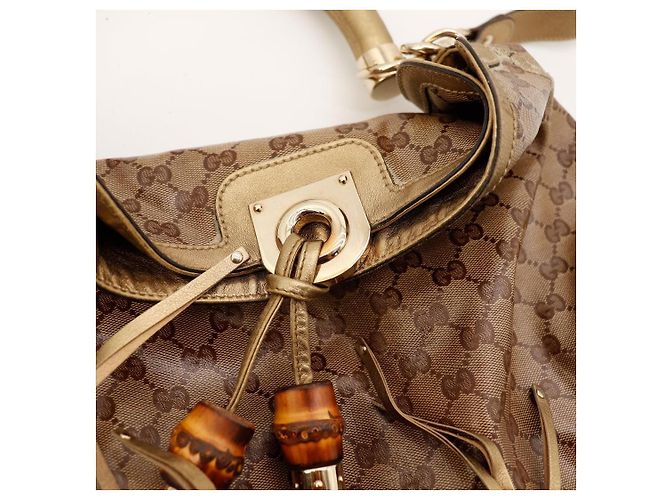 Gucci Borsa Hobo Monogram Bamboo Tassel Marrone D'oro - vista 7