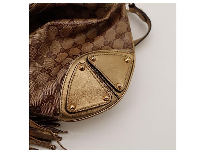 Gucci Borsa Hobo Monogram Bamboo Tassel Marrone D'oro - vista 9