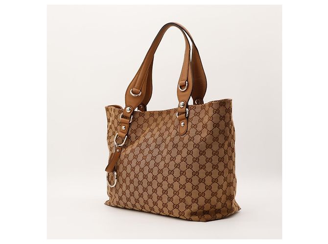 Gucci Bolso Tote de Lona Monograma GG Castaño - vista 2