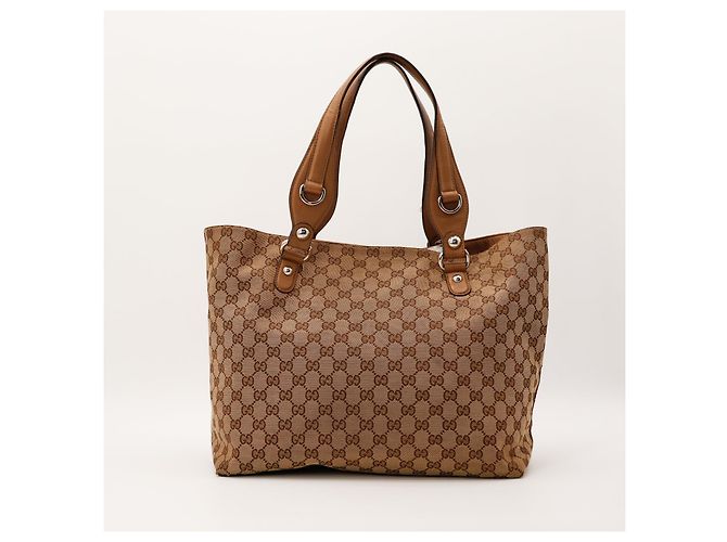 Gucci Bolso Tote de Lona Monograma GG Castaño - vista 3