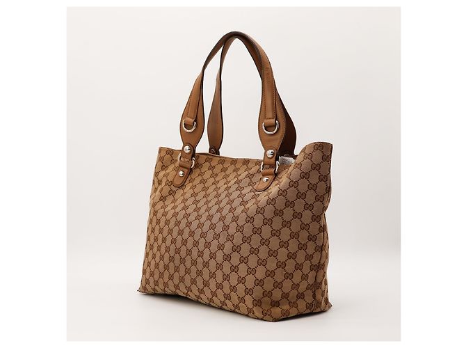 Gucci Bolso Tote de Lona Monograma GG Castaño - vista 4