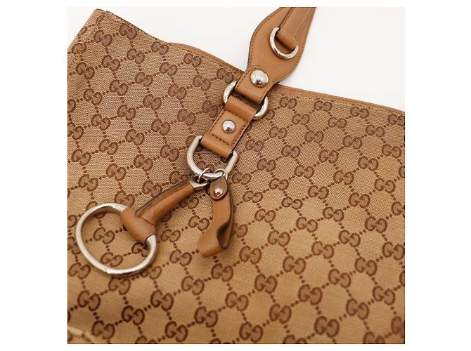 Gucci Bolso Tote de Lona Monograma GG Castaño - vista 6