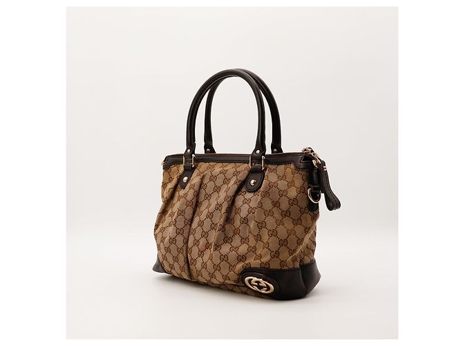 Gucci Sac Cabas GG Supreme Toile Monogramme et Cuir Marron - vue 2