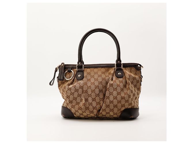 Gucci Sac Cabas GG Supreme Toile Monogramme et Cuir Marron - vue 3