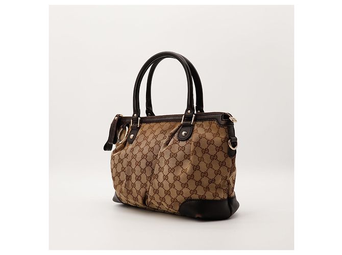 Gucci Sac Cabas GG Supreme Toile Monogramme et Cuir Marron - vue 4