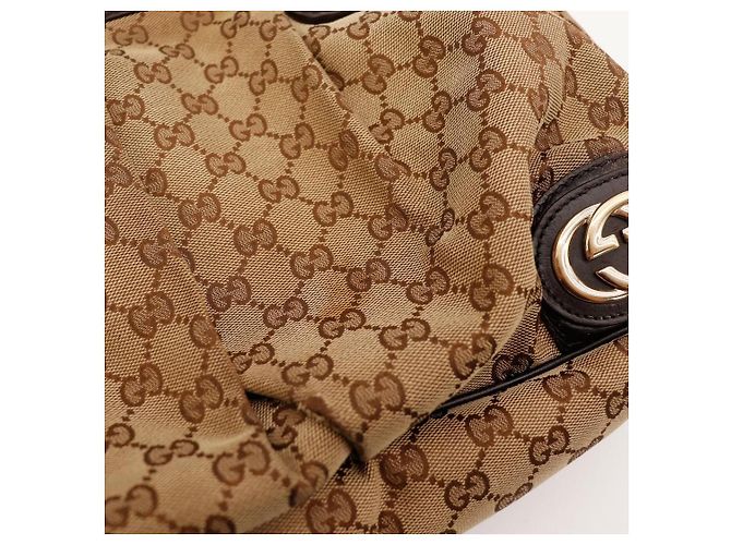 Gucci Sac Cabas GG Supreme Toile Monogramme et Cuir Marron - vue 7