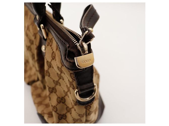 Gucci Sac Cabas GG Supreme Toile Monogramme et Cuir Marron - vue 8