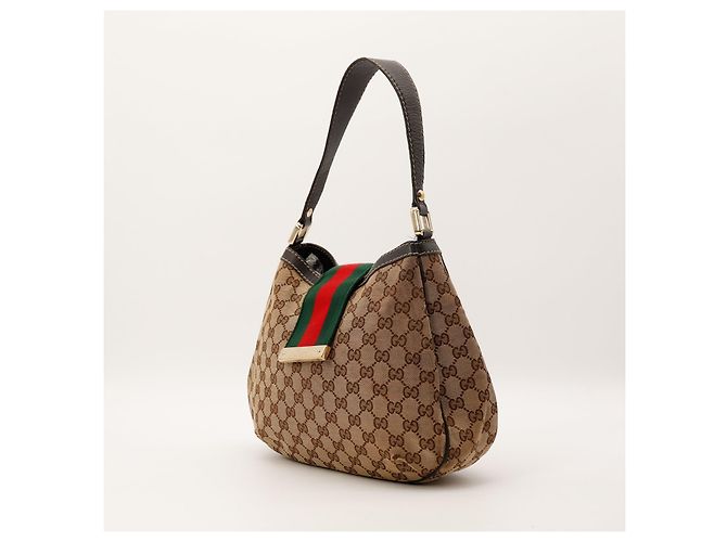 Gucci Borsa Hobo in Tela Monogramma GG Marrone Rosso Verde - vista 2
