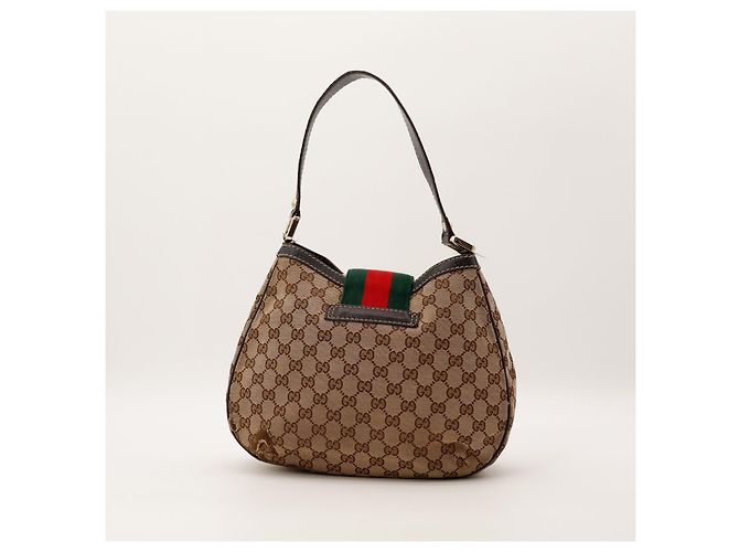 Gucci Borsa Hobo in Tela Monogramma GG Marrone Rosso Verde - vista 3