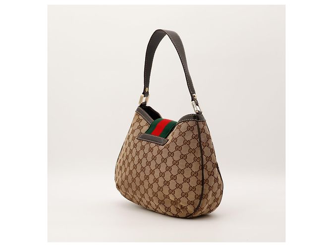 Gucci Borsa Hobo in Tela Monogramma GG Marrone Rosso Verde - vista 4
