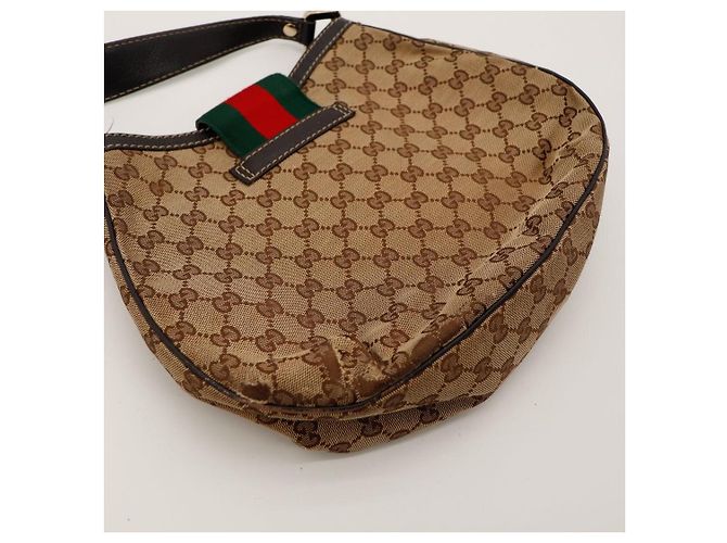 Gucci Borsa Hobo in Tela Monogramma GG Marrone Rosso Verde - vista 7