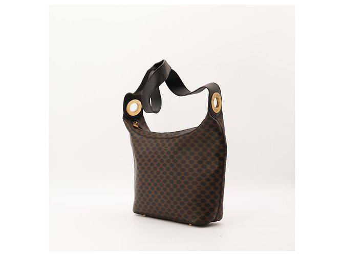 Céline Celine Borsa a tracolla motivo Macadam Marrone Nero - vista 2