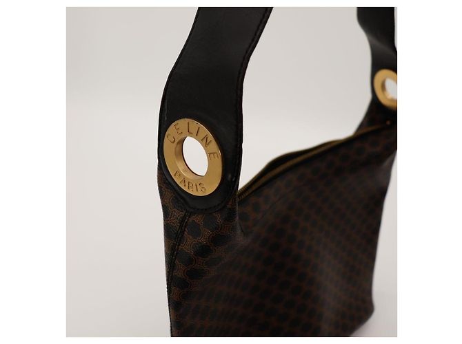 Céline Celine Borsa a tracolla motivo Macadam Marrone Nero - vista 7