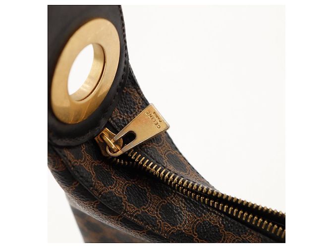 Céline Celine Borsa a tracolla motivo Macadam Marrone Nero - vista 8