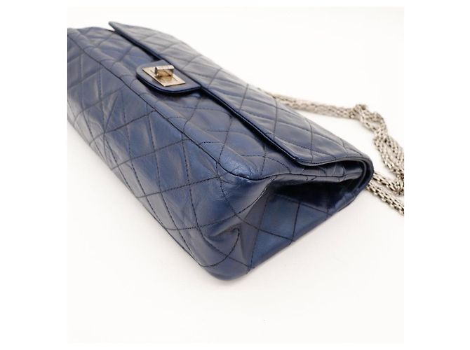 Chanel Classic Flap Medium Bag Navy Blue Lambskin - view 10