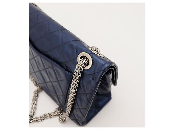 Chanel Classic Flap Medium Bag Navy Blue Lambskin - view 8