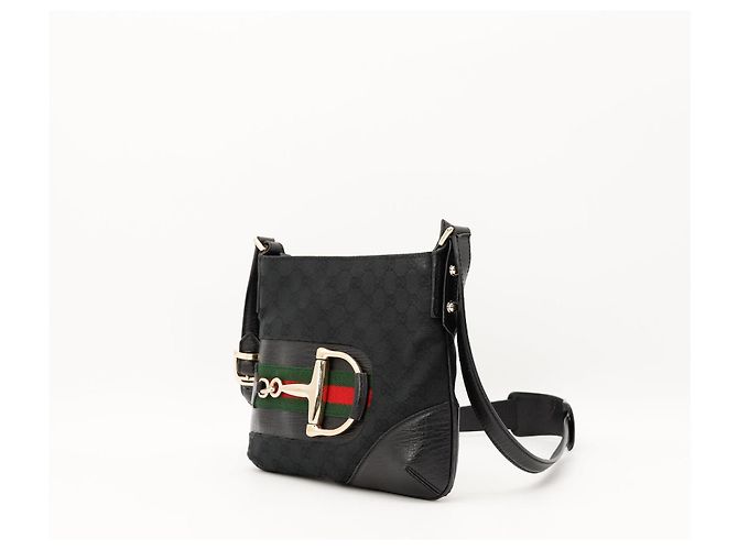 Gucci Borsa a tracolla Horsebit in tela Monogram Nero - vista 2