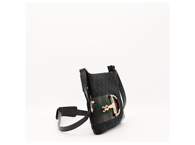 Gucci Borsa a tracolla Horsebit in tela Monogram Nero - vista 4