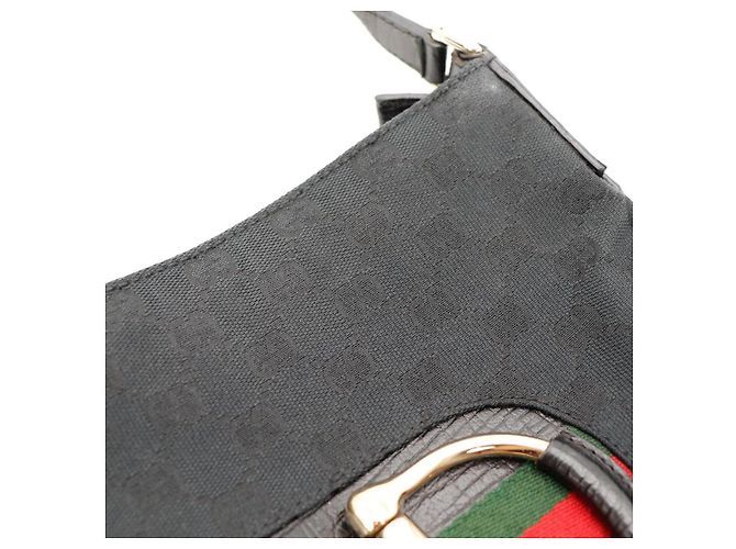 Gucci Borsa a tracolla Horsebit in tela Monogram Nero - vista 7
