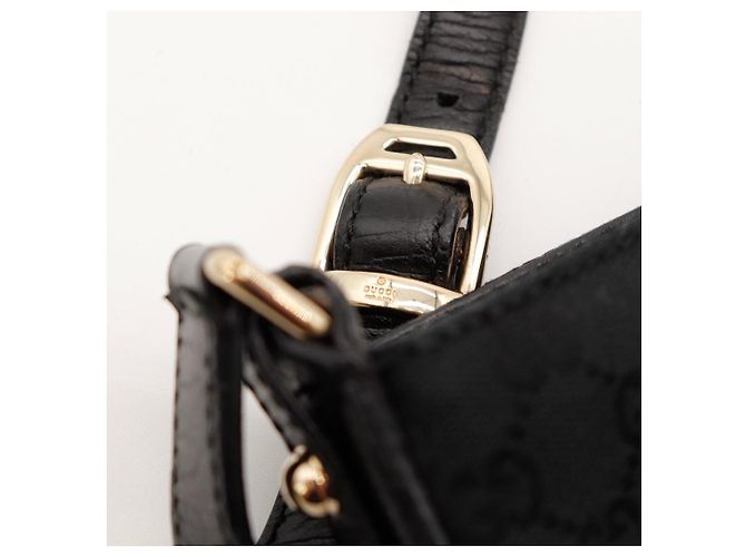 Gucci Borsa a tracolla Horsebit in tela Monogram Nero - vista 8