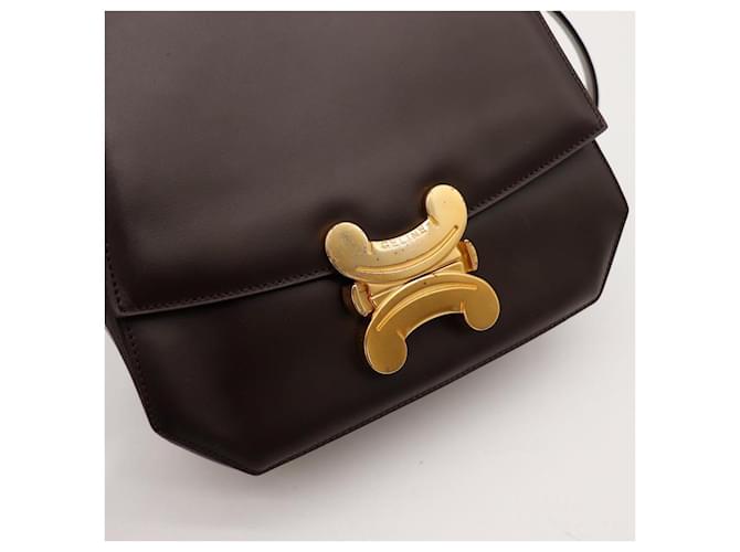 Céline Borsa Celine Triomphe in pelle Marrone - vista 6