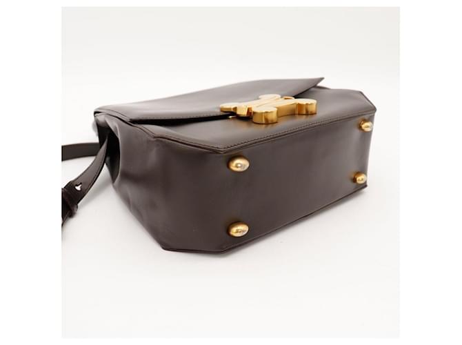 Céline Borsa Celine Triomphe in pelle Marrone - vista 7