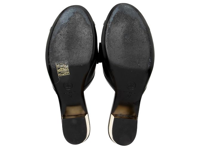 Gabrielle Chanel Lambskin CC Bow Mules - Größe 7 / 37 Schwarz - Ansicht 6
