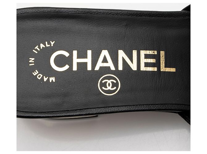Gabrielle Chanel Lambskin CC Bow Mules - Größe 7 / 37 Schwarz - Ansicht 8