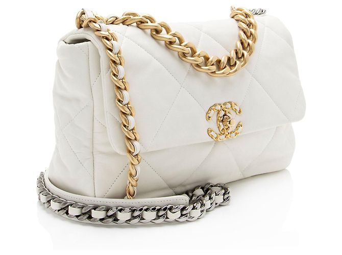 Gabrielle Bolsa de ombro Chanel Lambskin 19 Large Flap Branco - vista 2