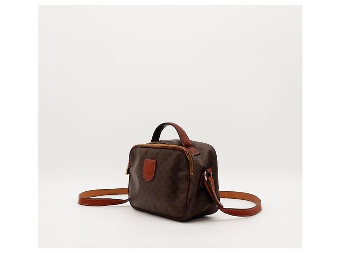 Céline Celine Borsa a tracolla in tela monogram Macadam e pelle Marrone Monogramma - vista 2